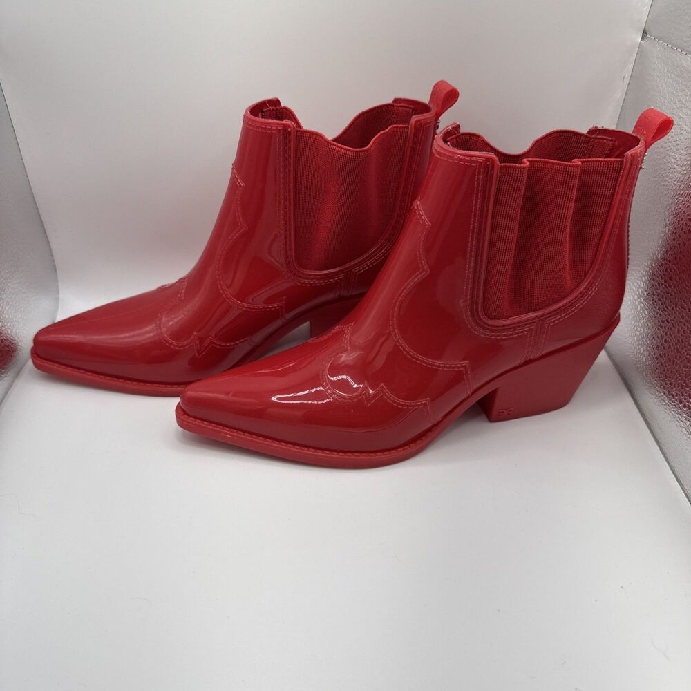 Sam Edelman Rubber Boots Red Size 7M Winona Waterproof Ankle Rain Shoes